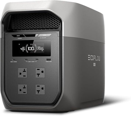EF ECOFLOW Portable Power Station DELTA 3 Max, 2048Wh LiFePO4 Battery, Solar Generator (Solar Panel Optional), 3400W X-Boost Output, Ultra-Fast 0-80% Charging in 1.13 Hr, Home Backup & RV Camping