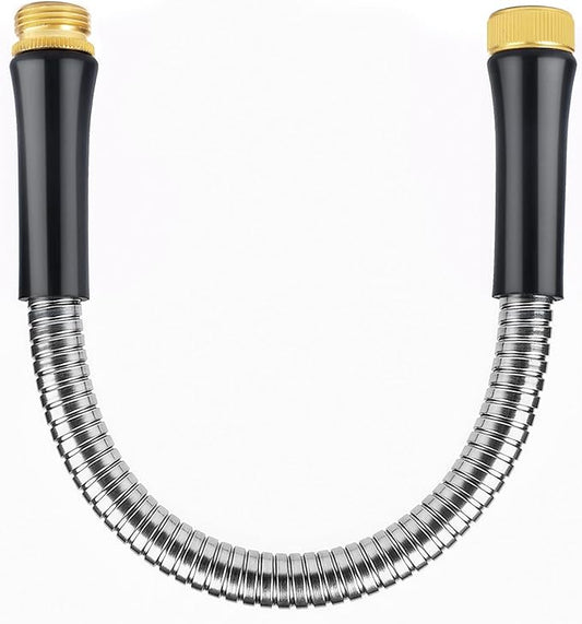 SheeChung Short Garden Hose 1ftx5/8",Metal Garden Hose for Hose Reel Faucet,304 Stainless Steel Metal Leader Hose,Lightweight Leakproof Water Hoses,Hose Extension for Outdoor,Yard,Lawn,Male to Female