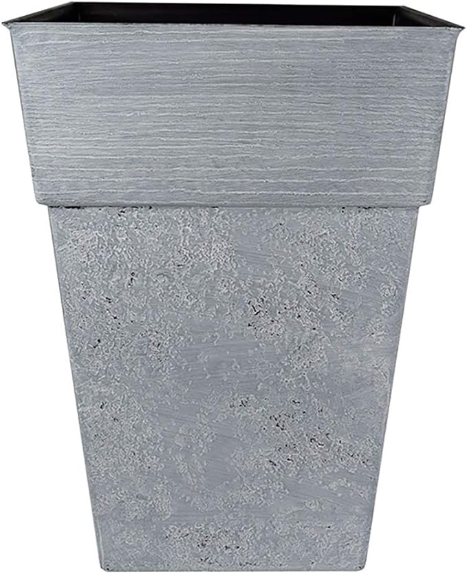 The HC Companies 22 Inch Avino Tall Square Planter - Decorative Indoor Outdoor Plant Pot for Front Porch, Deck, Patio and Home, Oxidized Black