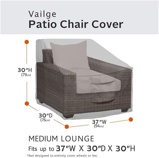 Vailge Patio Chair Covers, Lounge Deep Seat Cover, Heavy Duty and Waterproof Outdoor Lawn Patio Furniture Covers (Small, Grey)