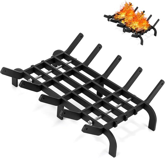 Fireplace Grates, 16 Inch Fireplace Grate Heavy Duty High Carbon Steel Fireplace Log Grate for Indoor Outdoor Firewood Stove Log Holder Rack Wood Burning Fireplace Accessories