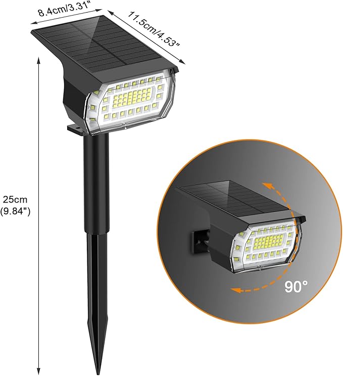 LANSOW Solar Spot Lights Outdoor, [8 Pack/76 LED] 2-in-1 Solar Landscape Spotlights, 3 Modes IP65 Waterproof Dusk to Dawn Solar Powered Flood Wall Lights for Outside Yard Garden Pathway(Cool White)