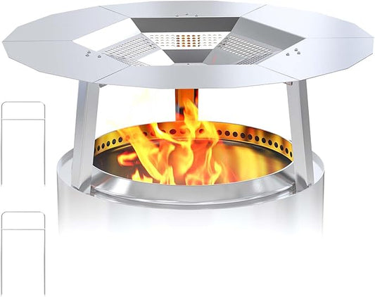 One-Piece Heat Deflector for Solo Stove Bonfire 19.5", Stainless Steel Heat Diffuser Accessories for Bonfire Fire Pit with 3 Leg for Most 19.5 inches Outdoor/Indoor Backyard Camping Fire Pit Stove