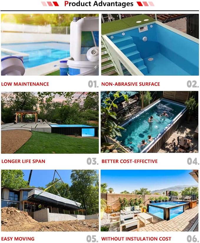 Customizable Portable Shipping Container Swimming Pools Outdoor Modern Swimming Pool for Adults Above-Ground Endless Prefab Pool for Home Backyard Parties, Villa Outdoors & Family Entertainment