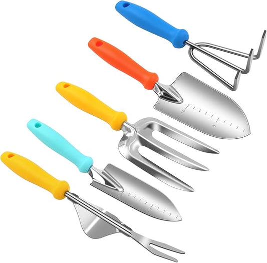 Weed Puller Tool, 5 Piece Stainless Steel Heavy Duty Weeding Tool, Weed Puller, Crack Weeder Tool, Weed Remover Tool with Ergonomic Plastic Handle, Gardening Gifts for Women