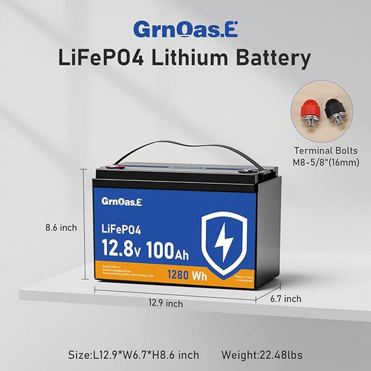 12V 100Ah LiFePO4 Lithium Battery, Group 31 Battery with Low-Temp Cut Off Protection, Built-in 100A BMS, 15000+ Deep Cycles 1280Wh Rechargeable for Solar, Home Energy Storage, RVs, Marine