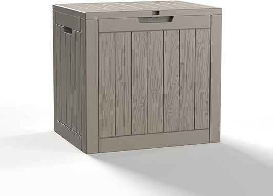30 Gallon Outdoor Storage Box - Deck Box Container for Patio, Pool, and Garden-Waterproof and UV Resistant Resin,Lockable (Grey)