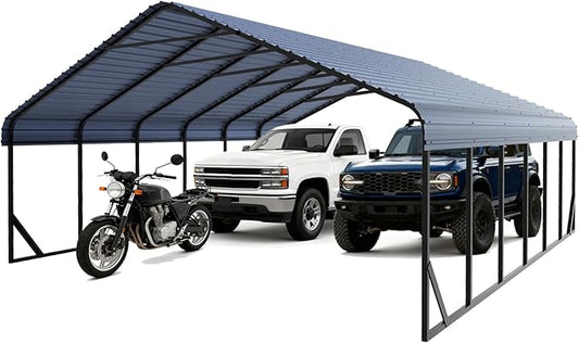 20x30 FT Heavy Duty Metal Carport Galvanized Steel Carport Shelter for 2 Car Extra Large Canopy for Dual Vehicle, RV Boat Storage All Weather Protection Garage Party Tent