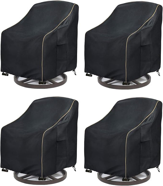 Patio Swivel Chair Cover 4 Pack,Waterproof Heavy Duty Outdoor Chair Covers,Outdoor Swivel Chair Cover for Patio Furniture Covers(30W x 34D x 36H inches),Black