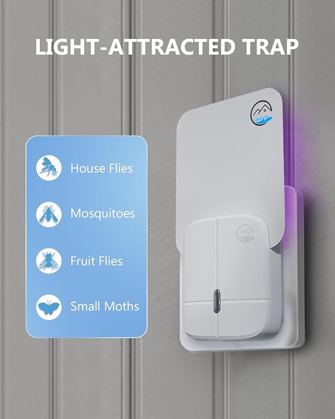 Indoor Gnat Traps, Fruit Fly Trap, Flying Insect Trap, Start Protect 400 Sq Ft, Suitable for Gnat, Moth, and Mosquito, and Can be Used in Every Corner of The Home（2 Device + 10 Glue Cards）
