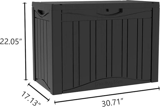 Mersco 45 Gallon Double-Wall Resin Deck Box - Lockable Waterproof Outdoor Storage Box, 515bs Capacity & Doubles as Seating for Patio Furniture - Garden Tools, Pool Accessories (Black)