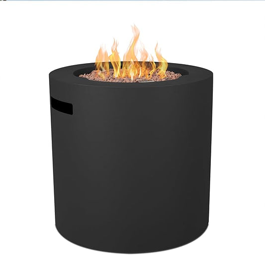 Real Flame Aegean 24" Round Propane Gas Fire Pit Table with Hidden Tank, 50,000 BTU, Powder-Coated Steel, Push-Button Ignition, CSA Certified, Lava Rock, Storage Cover, Stainless Steel Burner with Lid