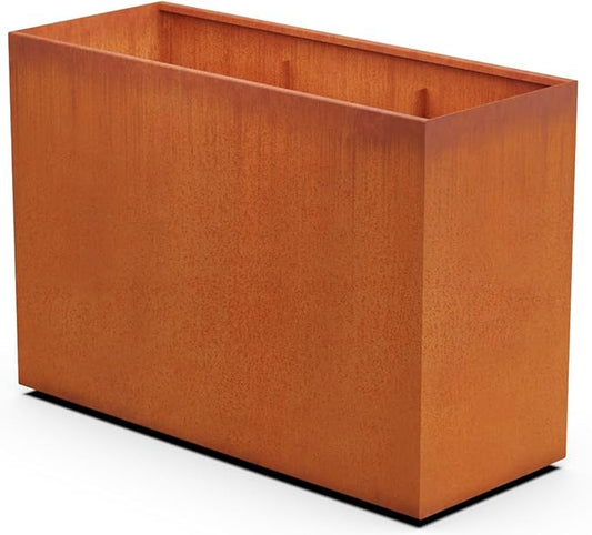 Plantercraft Large Rectangular Planters for Outdoor Plants – 60x24x42 Corten Steel Planter Box for Privacy Screen & Patio | Extra Large Outdoor Planters, Modern Metal Planter