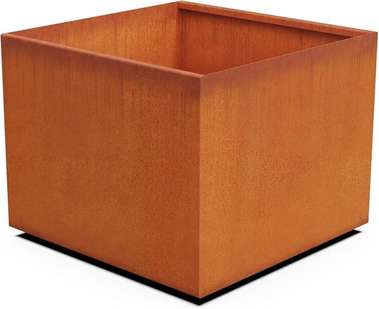 PLANTERCRAFT Corten Steel Planter Square Cube Metal Garden Box Heavy Duty | Made in USA | Fully Assembled | Commercial Residental Outdoor