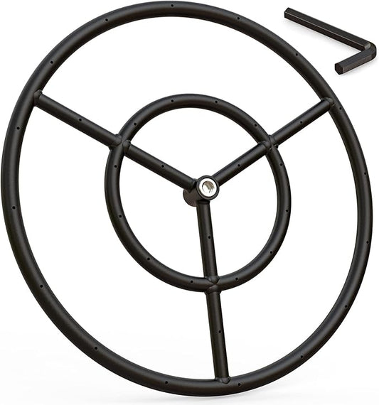 onlyfire 24 Inch Round Fire Pit Burner Ring for Natural Gas & Propane Fire Pit and Fireplace, Alloy Steel DIY Firepit Burner for Both Indoor and Outdoor, BTU 296,000 Max