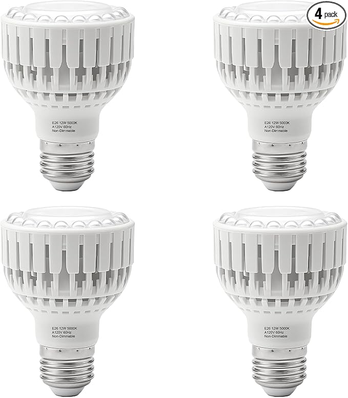 GooingTop LED Grow Bulb,12W (80Watts Equiv) 5000K White Full Spectrum Plant Light for Indoor Plant Growing,Super Bright & High Output,4 Pack