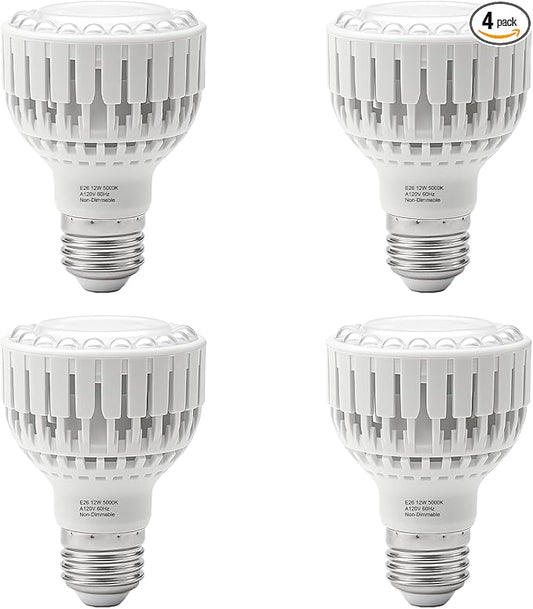 GooingTop LED Grow Bulb,12W (80Watts Equiv) 5000K White Full Spectrum Plant Light for Indoor Plant Growing,Super Bright & High Output,4 Pack