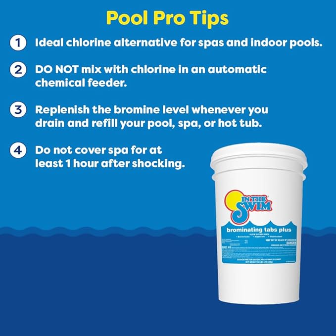In The Swim Chlorine-Free Shock Bundle and Bromine Plus: Includes 12 x 1 Pound Bags Chlorine-Free Shock and 8 Pound Bucket of Bromine Plus - Effective Low Odor Alternative