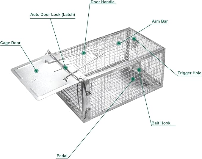 SZHLUX Rat Trap,Mouse Traps Work for Indoor and Outdoor,Small Rodent Animal-Mice Voles Hamsters Cage,Catch and Release(Medium), Silver (SZ-SL3616D)