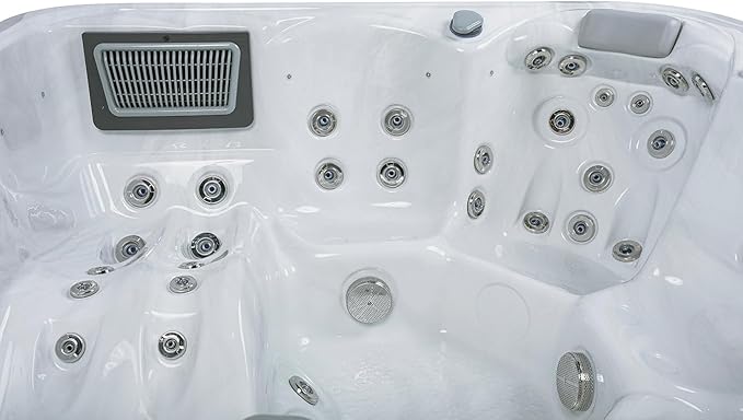 Bueno Spa New York 6 - Person - 49 Jet Hot Tub with New Artic Max Insulation, LED Lights, Ozonator, and Cover