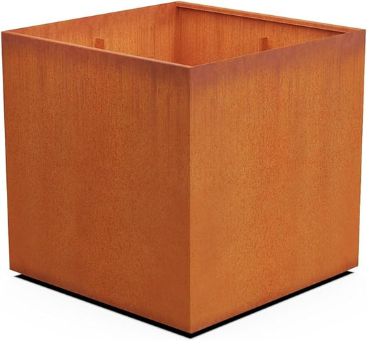 PLANTERCRAFT Corten Steel Planter Square Cube Metal Garden Box Heavy Duty | Made in USA | Fully Assembled | Commercial Residental Outdoor