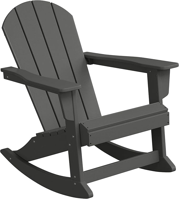 WestinTrends Malibu 2 Piece Set Outdoor/Patio Poly Adirondack Rocking Chairs (2 Seater), Gray