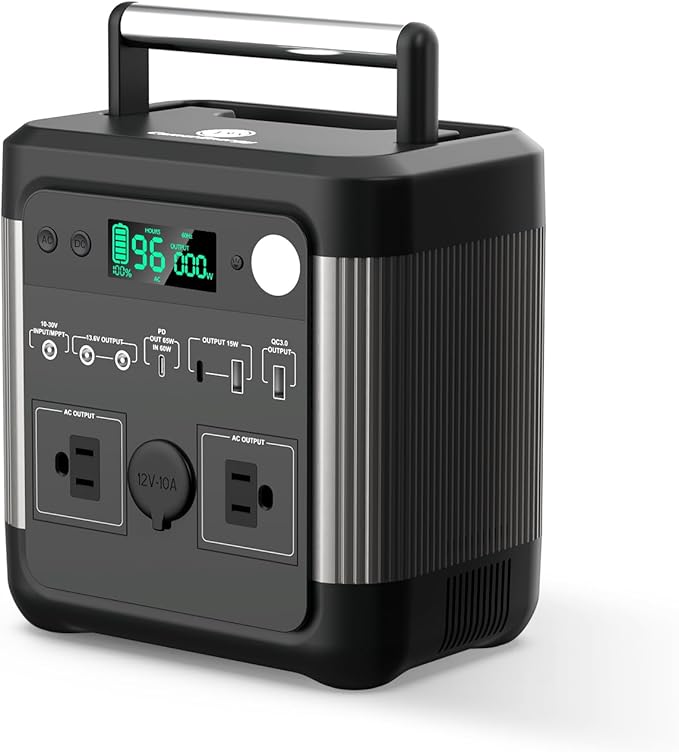 camelenergy Portable Power Station PES500-B, 518Wh Outdoor Backup Lithium Battery, 600W Power Station with AC/DC Outlet, USB-C PD Outlet Car Charger Output for Outdoor Camping RV Blackout Travel