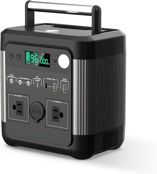 camelenergy Portable Power Station PES500-B, 518Wh Outdoor Backup Lithium Battery, 600W Power Station with AC/DC Outlet, USB-C PD Outlet Car Charger Output for Outdoor Camping RV Blackout Travel