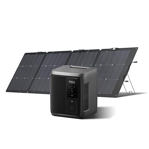 EF ECOFLOW Solar Generator DELTA 3 1000 Air with 220W Solar Panel, 960Wh LiFePO4 (LFP) Battery, 500W AC Output Portable Power Station for Home Backup Power, Camping & RVs