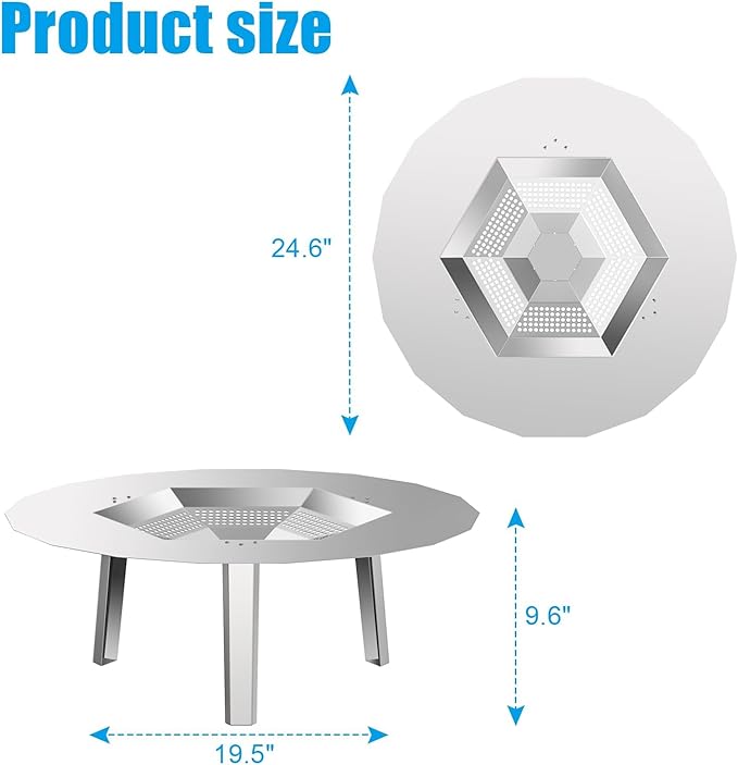 One-Piece Heat Deflector for Solo Stove Bonfire 19.5", Stainless Steel Heat Diffuser Accessories for Bonfire Fire Pit with 3 Leg for Most 19.5 inches Outdoor/Indoor Backyard Camping Fire Pit Stove