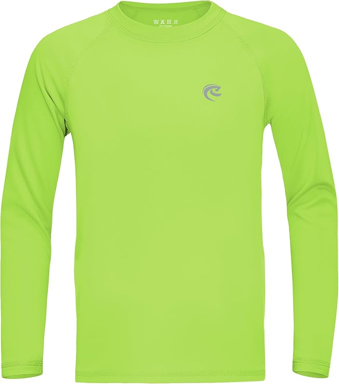 Boys UPF 50+ Swim Shirt Long Sleeve, 1 or 2 Pack UV Sun Protection Rash Guard, Youth Kids SPF Water Shirts for Beach Surf