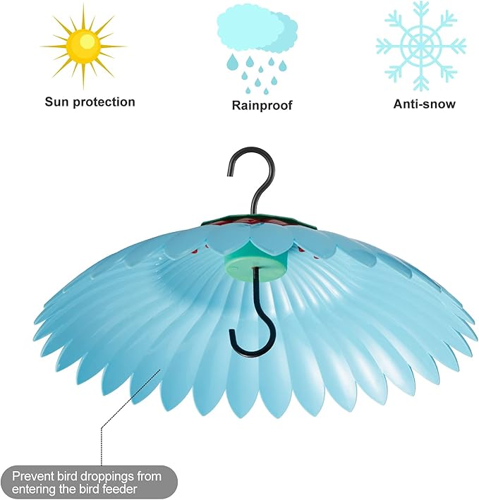 Beserie Squirrel Baffle,Hang from Bird Feeders for Outdoors Squirrel Proof, Protect Feed Green Dome Attract Hummingbirds, Moat Proof, Easy to Clean-14inch(Blue)