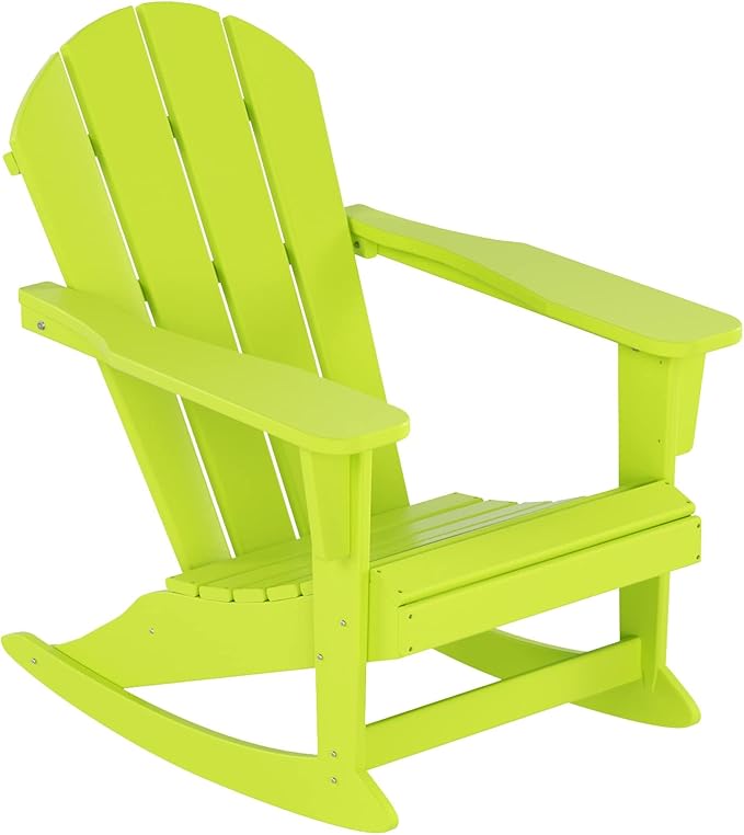 WestinTrends Malibu Outdoor Patio Porch Rocking Adirondack Chair (Set of 4), Lime