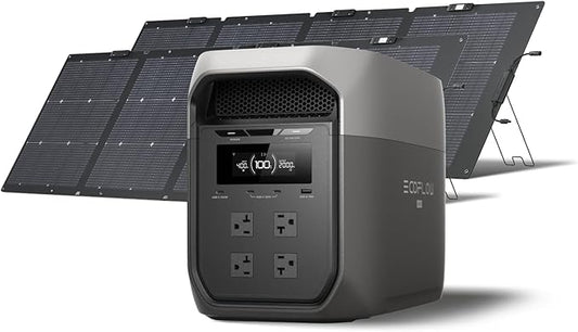 EF ECOFLOW Portable Power Station DELTA 3 MAX with 2x220W Solar Panel, 3400W X-Boost Output, Ultra-Fast 0-80% Charging in 1.13 Hr, Home Backup & RV Camping