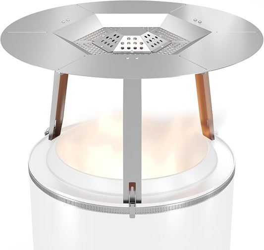 Upgraded Heat Deflector for Solo Stove Ranger 15’’, 304 Stainless Steel Heat Diffuser with Detachable Legs & Fix Hoop, Capture and Redirect Warmth, Camping Accessory