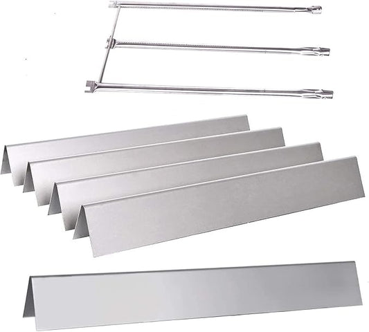 Gassaf 22.5 inch flavorizer bars and 28 1/8 inch Burner Tube Set Replace for Weber Spirit E-310, E-320, Genesis Silver B C, Spirit 700, Weber 900, Parts Kit Replace for Weber 7536 65903 7508