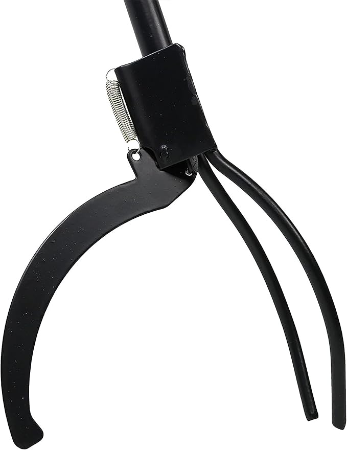Sunnydaze 36-Inch Log Grabber Tongs - Outdoor Fire Pit Tongs - Spring Lever Action - Black