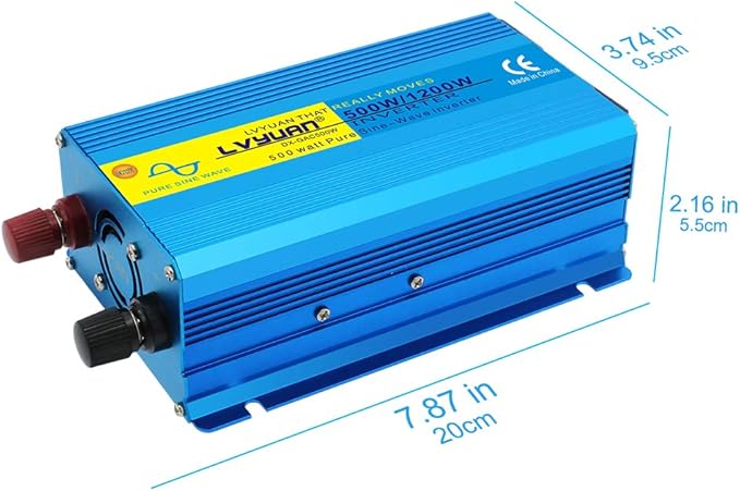 LVYUAN 500 watts 1000 (Peak) Pure Sine Wave Car Power Inverter 24V DC to 110V/120V AC Converter with 2 sockets and USB Port for Car Truck Family Solar System,RV, Truck,Road Trip