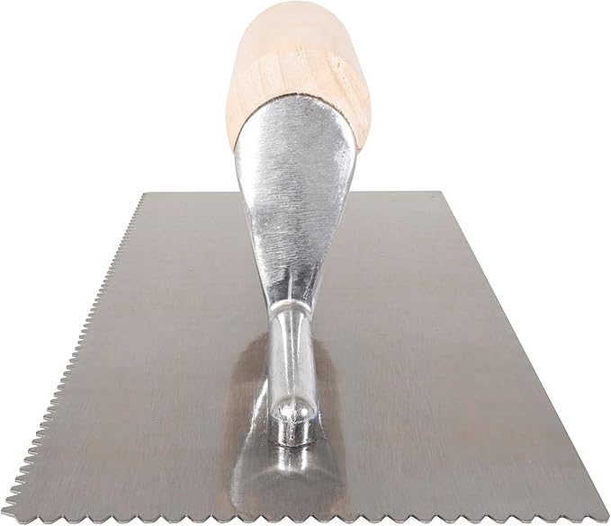 Capitol 115111 Professional Flooring Adhesive Trowel-1/8” x 1/8" x 1/16" Flat-Top V-Notch, Silver/Light Wood