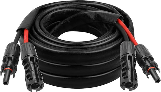 8AWG Solar Cable - 15FT Solar Panel Extension Cord 8 Gauge PV Wire with Flame Retardant Protective Sleeving Female & Male Waterproof Connector for RV, Photovoltaic Systems, Solar Panels (15 Feet)