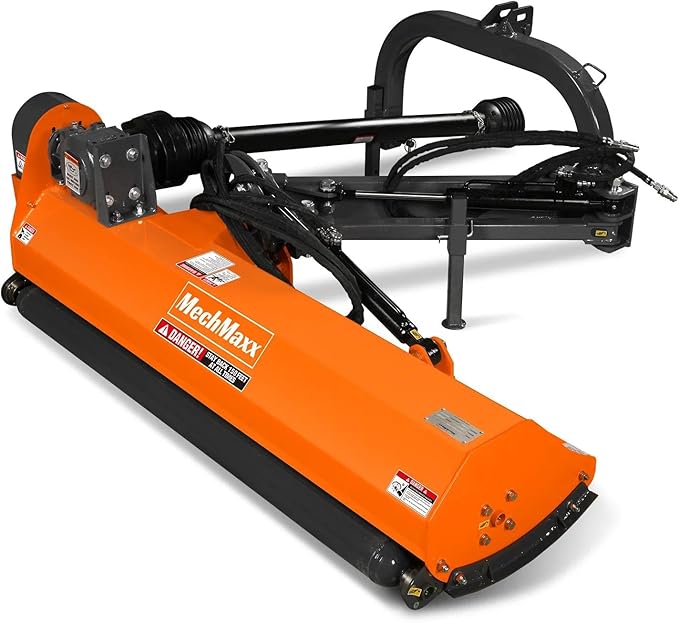 65" Inch PTO Drive 3 Point Hitch Offset Flail Ditch Bank Mower for 30-60HP CAT 1 Tractor, 85'' Offset Distance,60°/90° Rotation Angle, 28 Hammers, Model VAM65