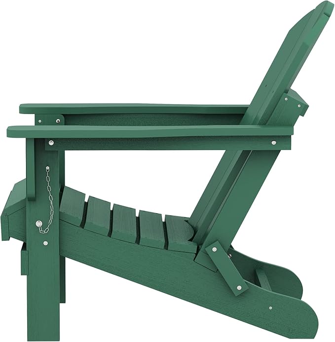SERWALL Folding Adirondack Chair Painted Adirondack Chair Set of 6 Weather Resistant for Patio Deck Garden, Fire Pit & Lawn Furniture Porch - Green