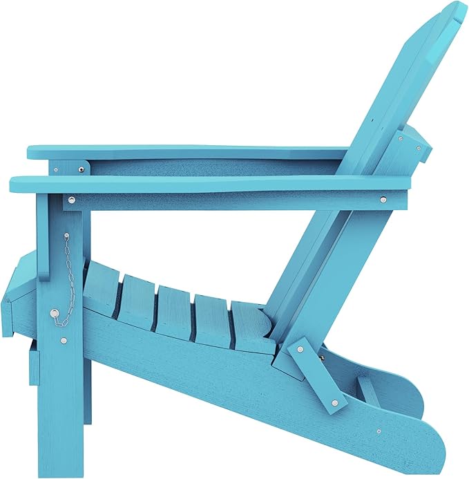 SERWALL Folding Adirondack Chair Weather Resistant Patio Chair Outdoor Chairs Set of 8 Painted Adirondack Chairs - Light Blue