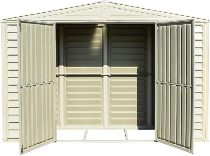 Duramax SidePro 10.5 Ft. x 3 Ft. Vinyl Garden Storage Shed | Made of Fire Retardant PVC Resin, All-Weather, Waterproof Outdoor Solution, Store Bikes, Tools, BBQ, Home Gym | Strong Metal Roof Structure
