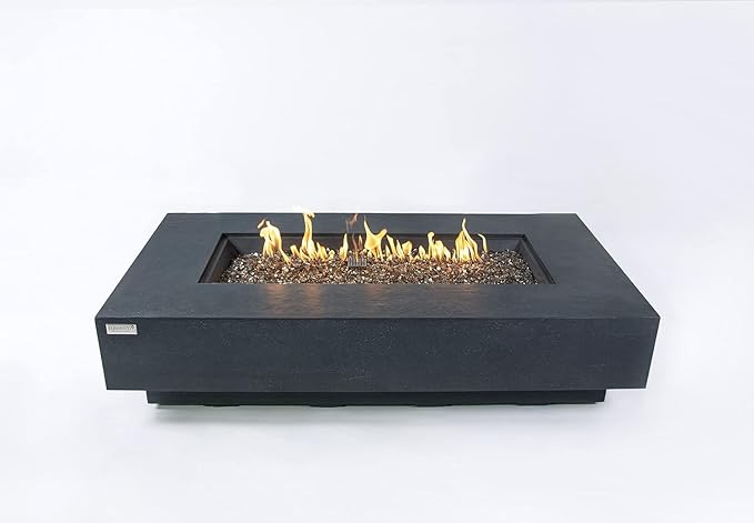 AMS Fireplace | Elementi Plus | Positano | Rectangular Dark Gray Concrete Propane Gas Fire Table Pit