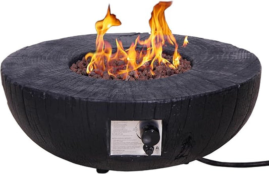 Afterglow TerraFab 28" Round 30,000 Btu Propane Fire Bowl Fire Pit for Outdoor Patio Garden Backyard Decking Decor CSA Certificated, Black