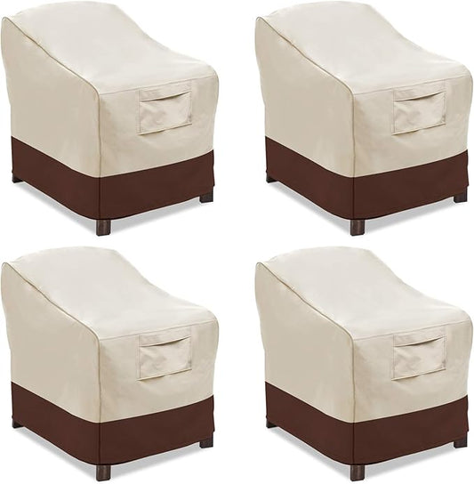 Vailge Patio Chair Covers, Lounge Deep Seat Cover, Heavy Duty and Waterproof Outdoor Lawn Patio Furniture Covers (4 Pack - Large, Beige & Brown)