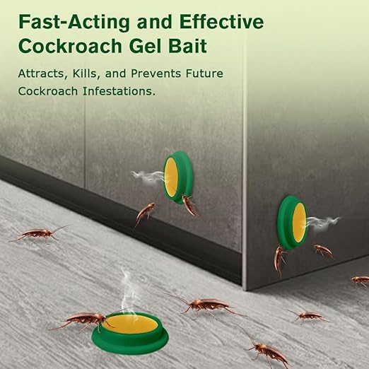 32 Pack Cockroach Gel Bait, Highly Effective Roach Killer Indoor Infestation Solution, Fast Acting Cockroach Killer Indoor Home Kitchen Use, Easy to Apply & No Mess Roach Bait, Long-Lasting