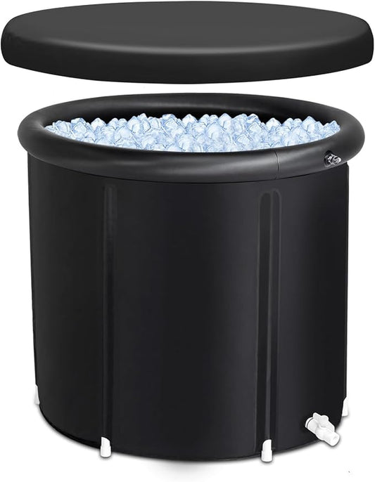 VINGLI 105 Gallon Inflatable Cold Plunge Tub with Cover for Home and Outdoor Recovery, Ice Bath Tub for Adult and Athletes, 5-Layer Insulation, Black