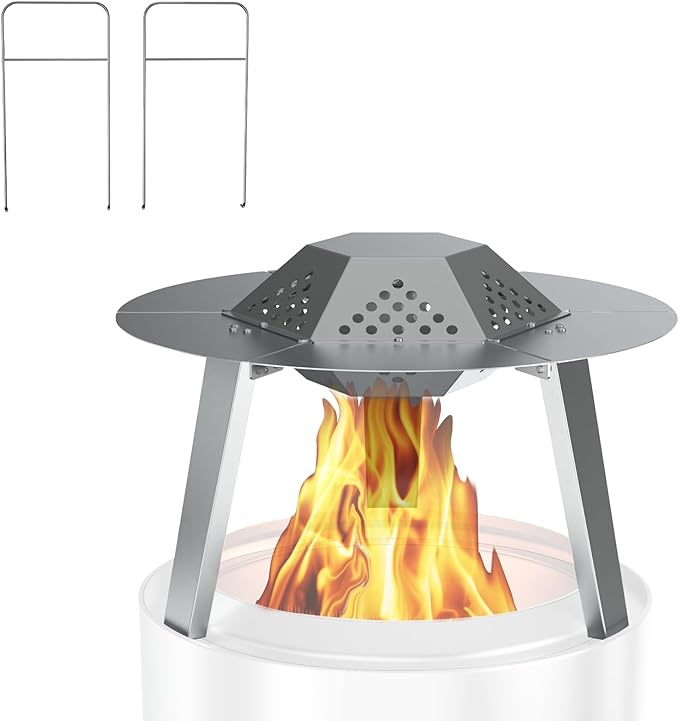 FirePit Heat Deflector for Solo Stove Ranger 15", Portable Heat Diffuser with Carrying Handles for Solo Stove Ranger, 15 Inch Stainless Steel Heat Deflector for 15 Inch Fire Pit Accessory